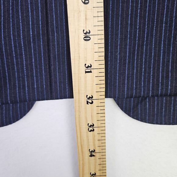 VTG Ermenegildo Zegna 54R Wool Blazer Italian Suit Jacket Navy Striped 3 Button - Picture 12 of 16